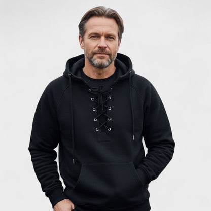 Louis | Brown Lace-Up Hooded Sweatshirt