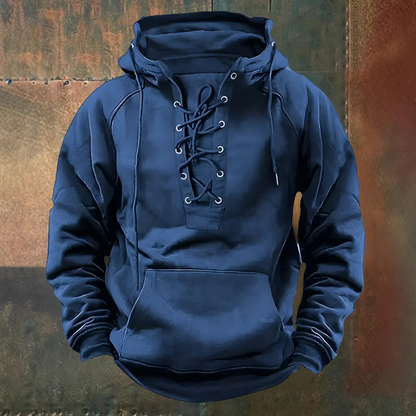Louis | Brown Lace-Up Hooded Sweatshirt