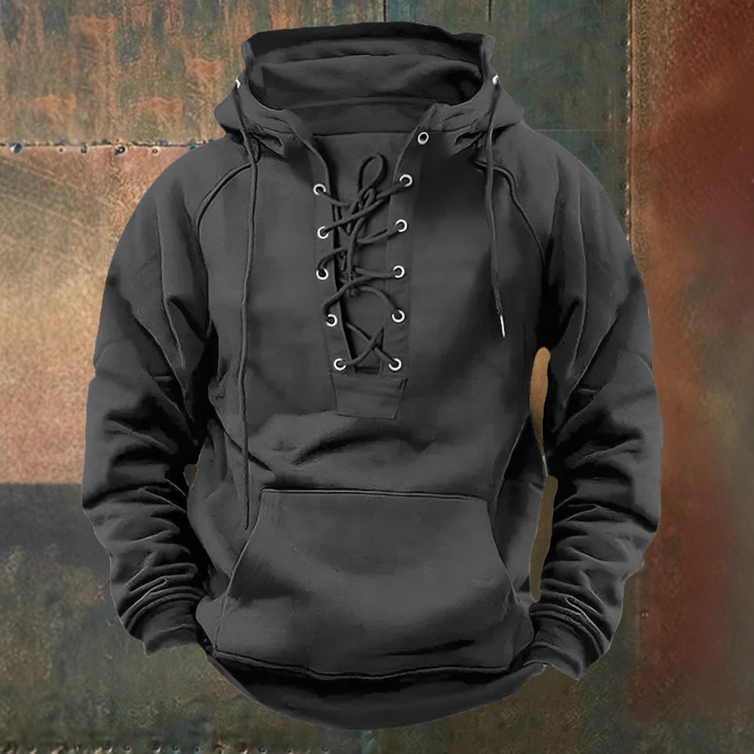 Louis | Brown Lace-Up Hooded Sweatshirt