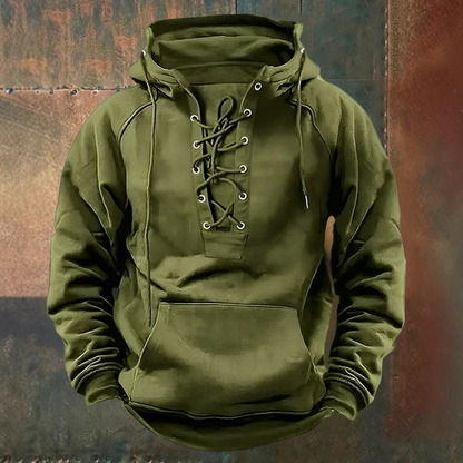 Louis | Brown Lace-Up Hooded Sweatshirt