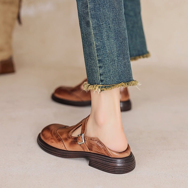 Louisa | Vintage Brown T-Bar Mary Jane Shoes