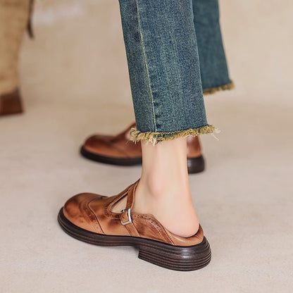 Louisa | Vintage Brown T-Bar Mary Jane Shoes
