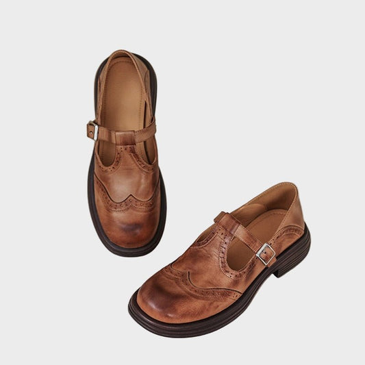 Louisa | Vintage Brown T-Bar Mary Jane Shoes