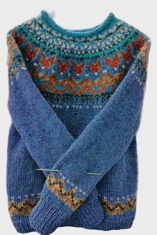 Louise | Blue Fair Isle V-Neck Jumper
