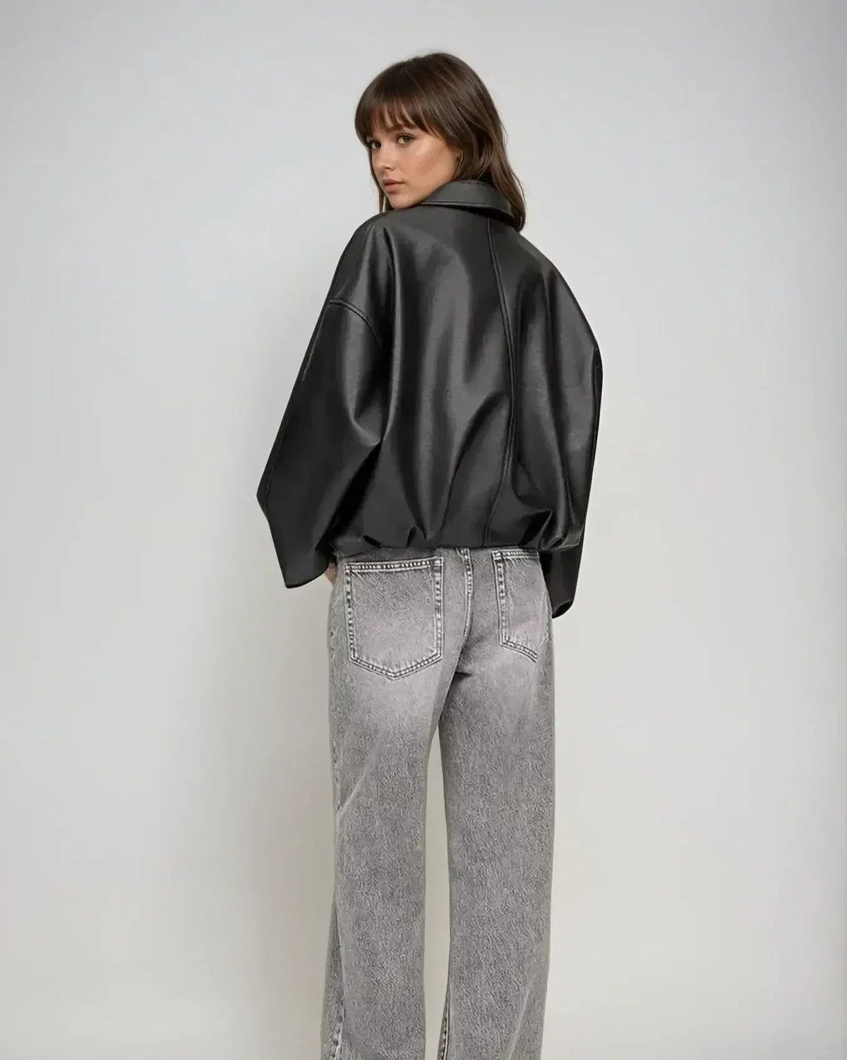 Louise | Brown Faux-Leather Jacket