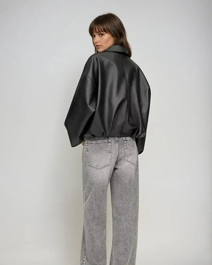 Louise | Brown Faux-Leather Jacket