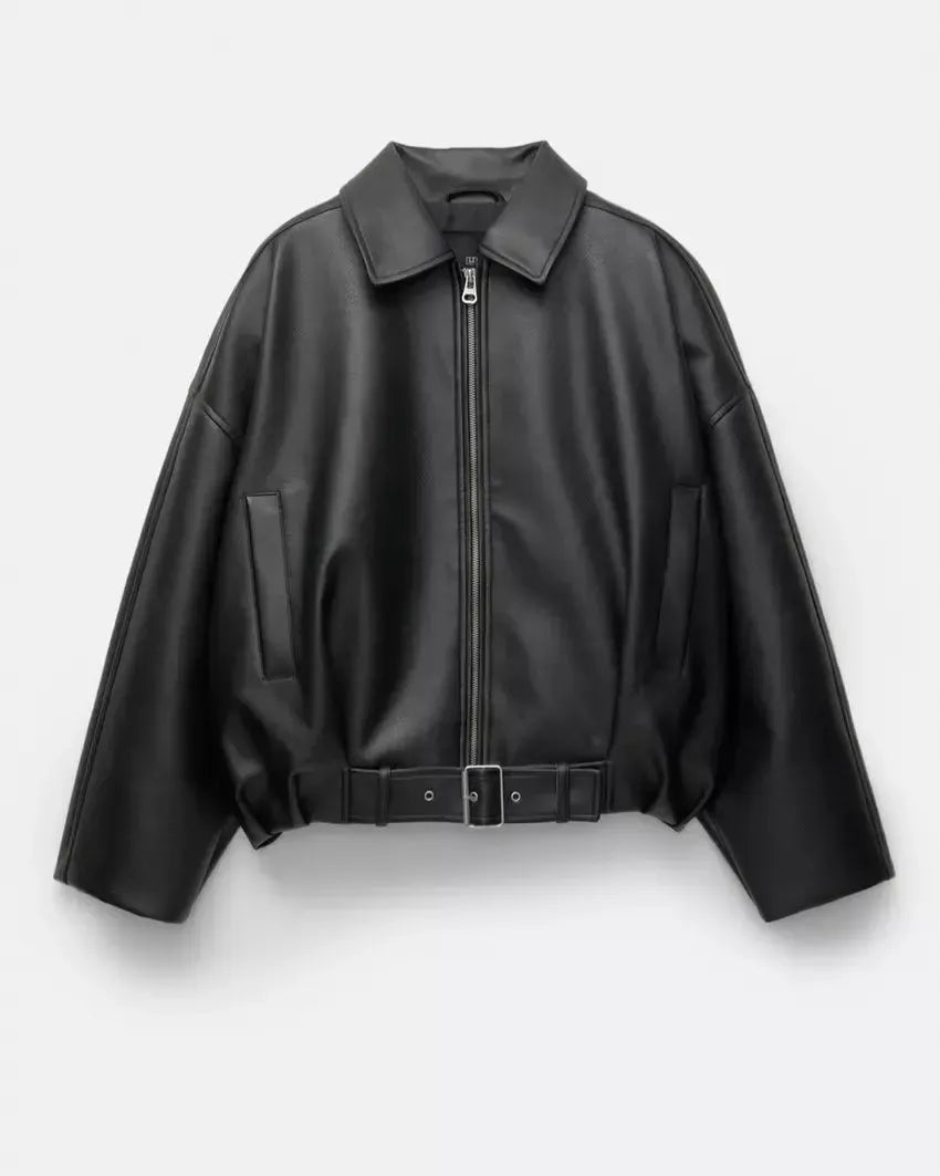 Louise | Brown Faux-Leather Jacket