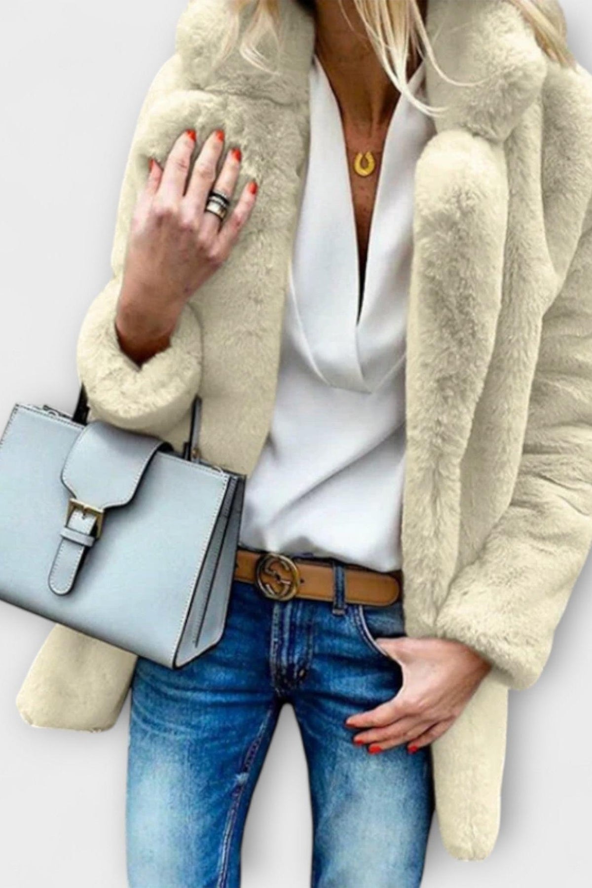 Louise | Grey Faux-Fur Collar Jacket
