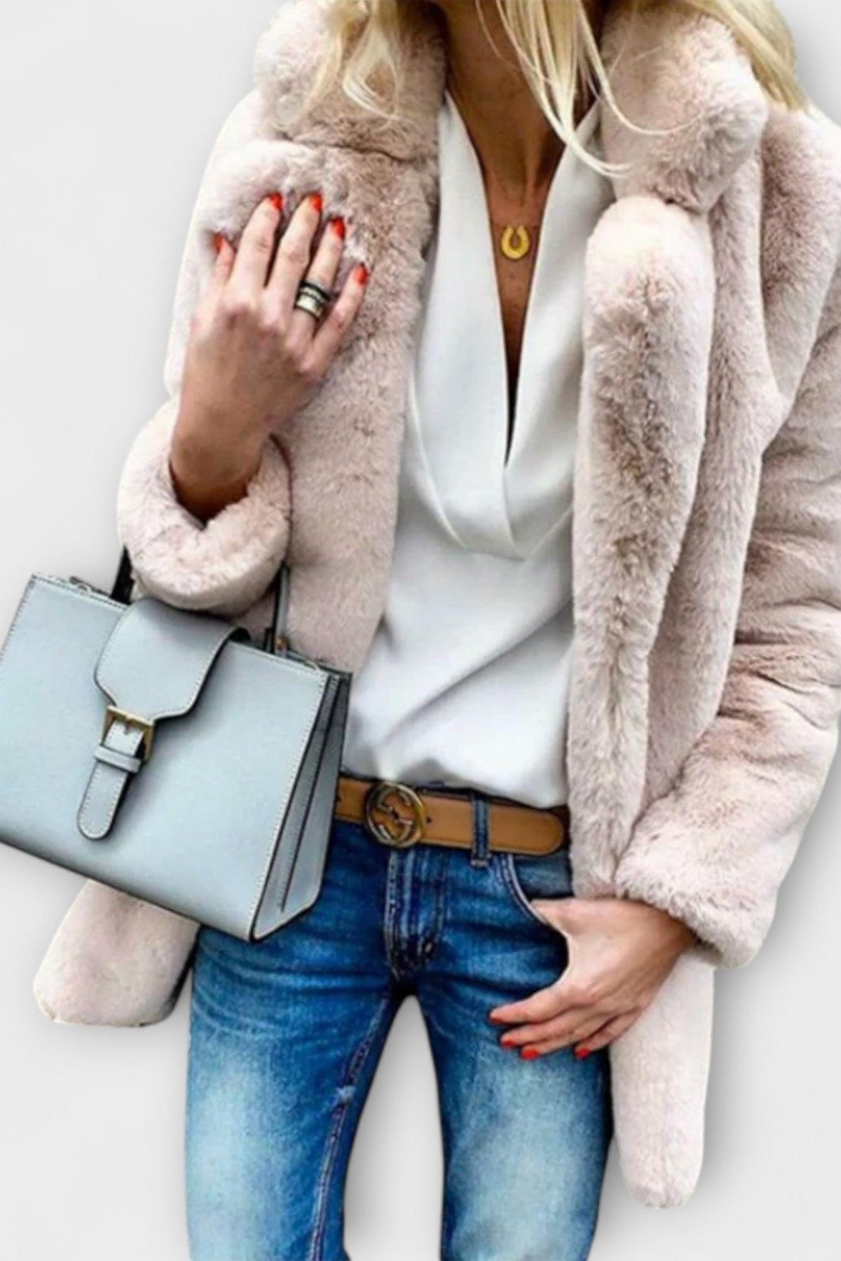 Louise | Grey Faux-Fur Collar Jacket