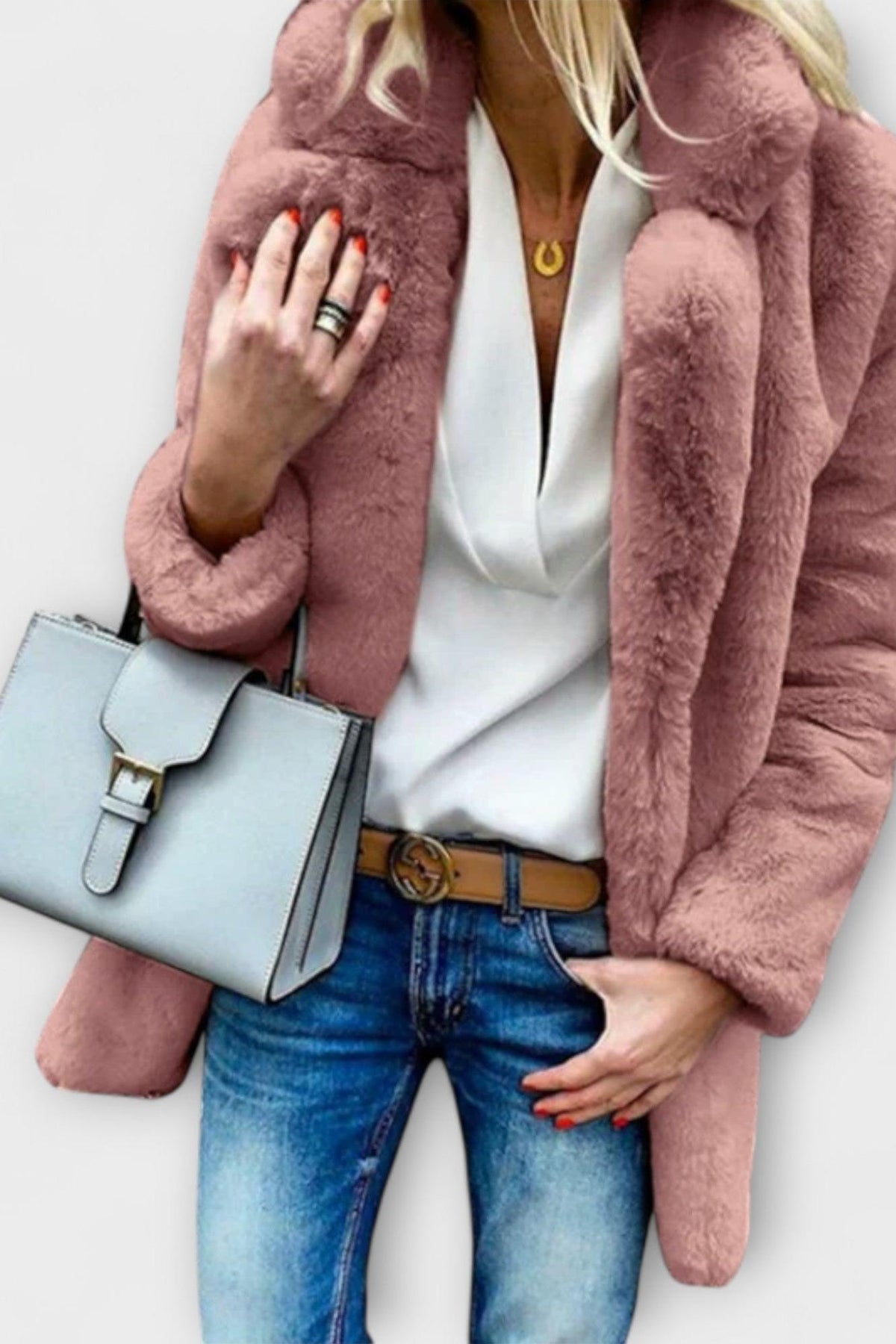 Louise | Grey Faux-Fur Collar Jacket