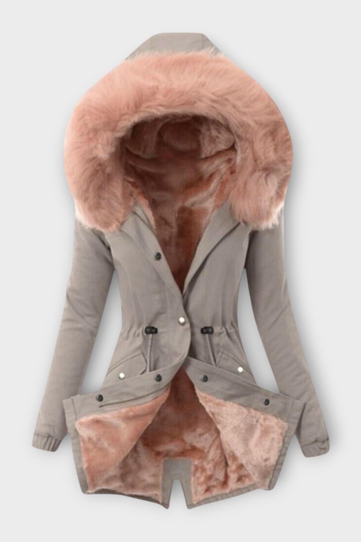Louise | Olive Faux-Fur Trim Winter Jacket