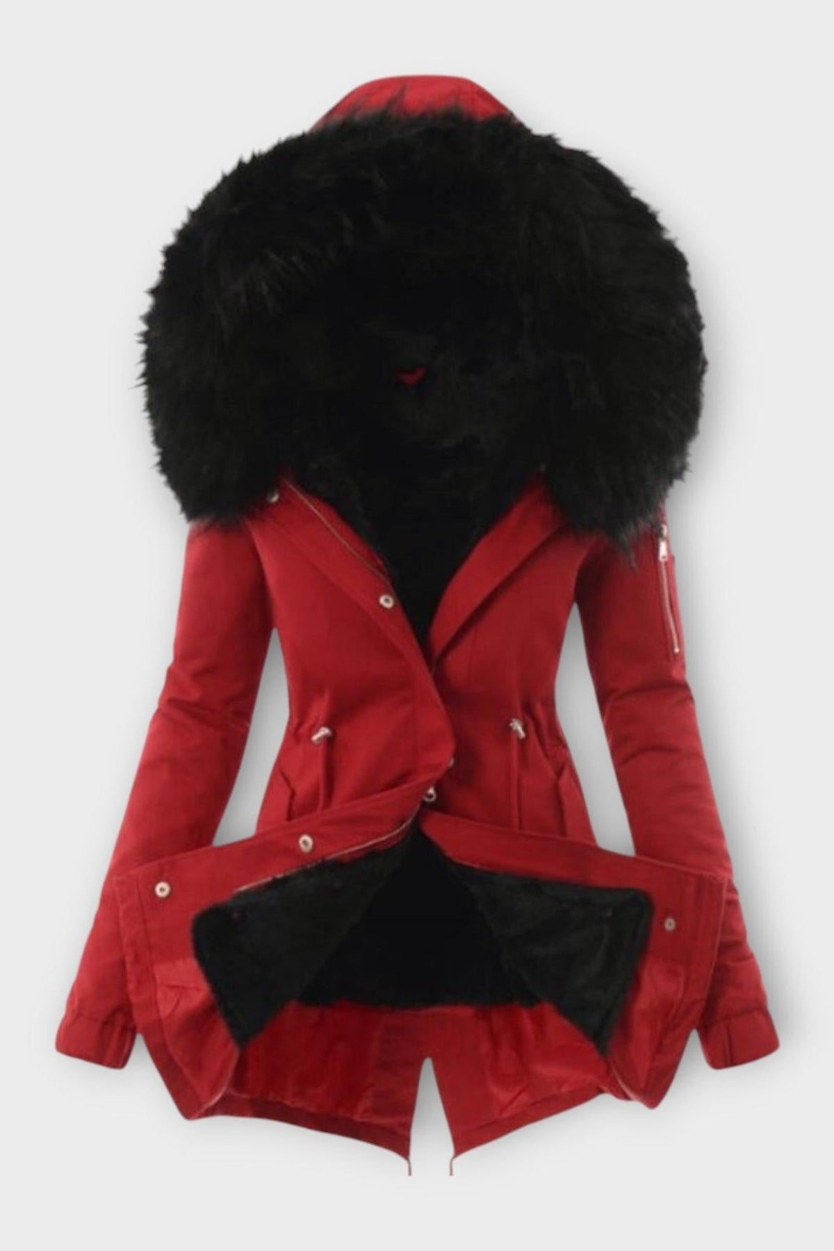 Louise | Olive Faux-Fur Trim Winter Jacket