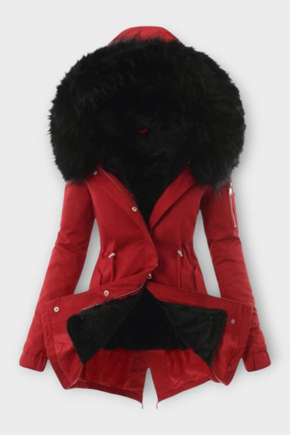 Louise | Olive Faux-Fur Trim Winter Jacket