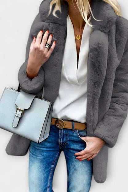 Louise | Grey Faux-Fur Collar Jacket