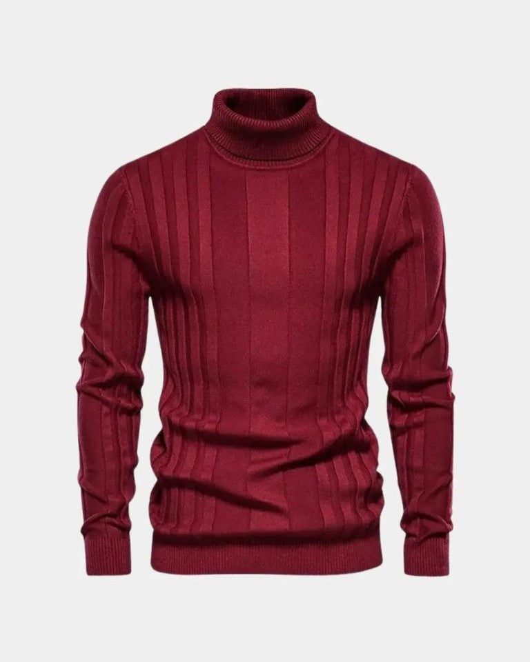 Lucas | Grey Ribbed Roll-Neck Jumper