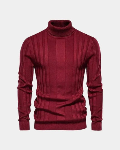 Lucas | Grey Ribbed Roll-Neck Jumper