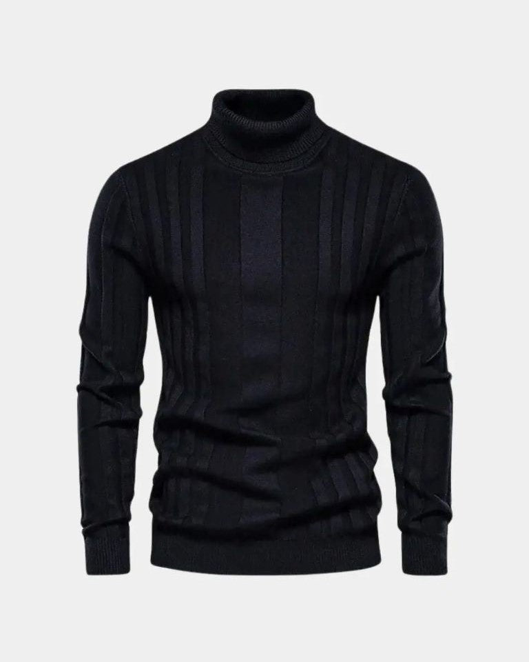 Lucas | Grey Ribbed Roll-Neck Jumper