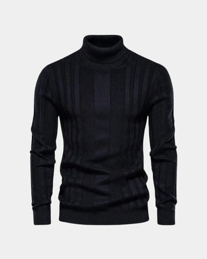 Lucas | Grey Ribbed Roll-Neck Jumper
