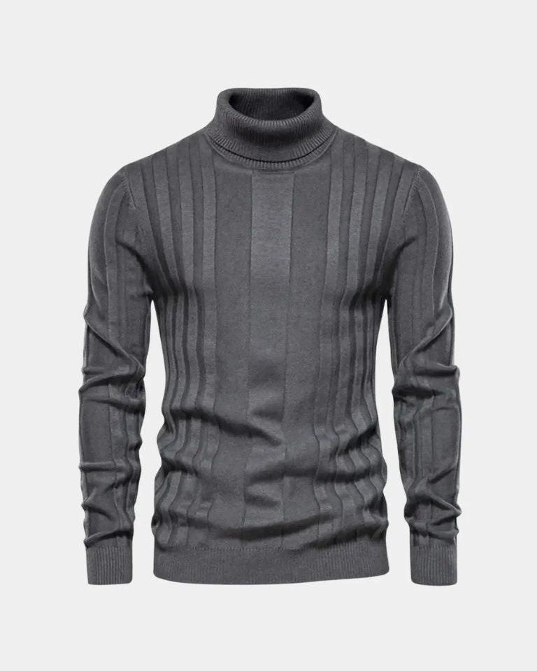Lucas | Grey Ribbed Roll-Neck Jumper