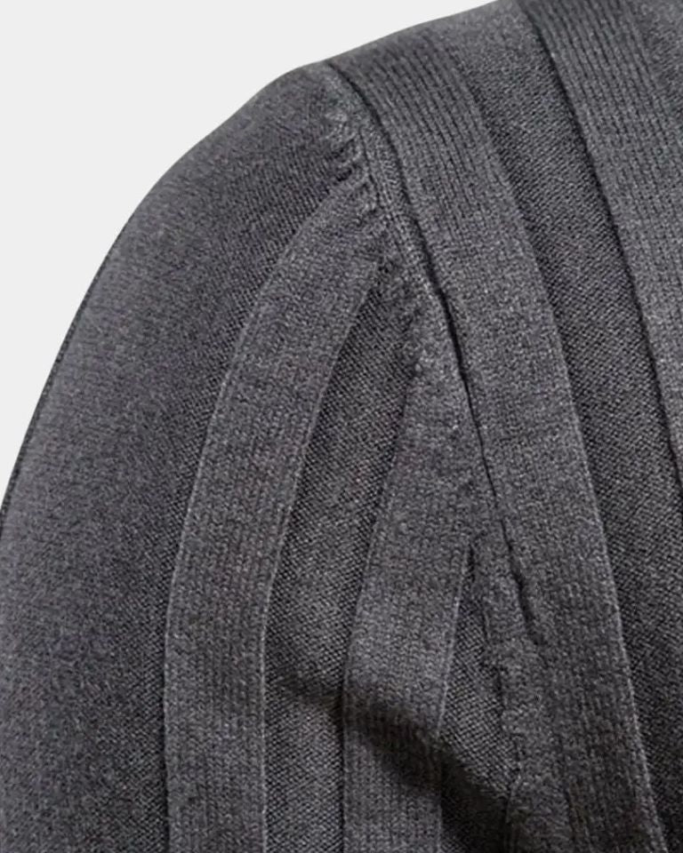 Lucas | Grey Ribbed Roll-Neck Jumper