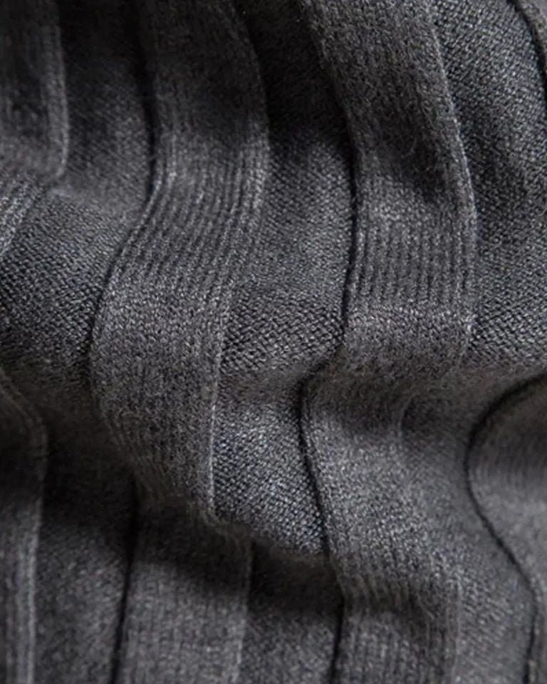 Lucas | Grey Ribbed Roll-Neck Jumper