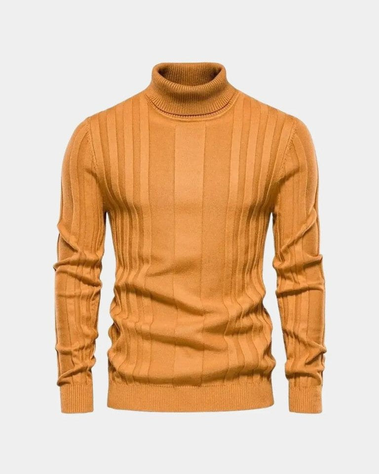 Lucas | Grey Ribbed Roll-Neck Jumper