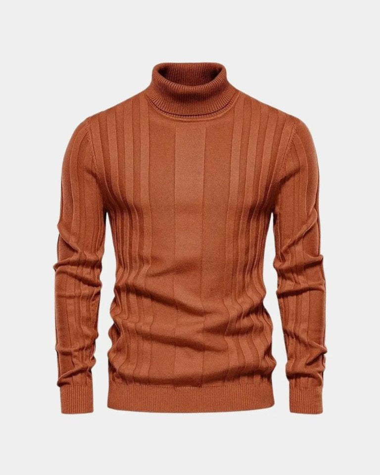 Lucas | Grey Ribbed Roll-Neck Jumper