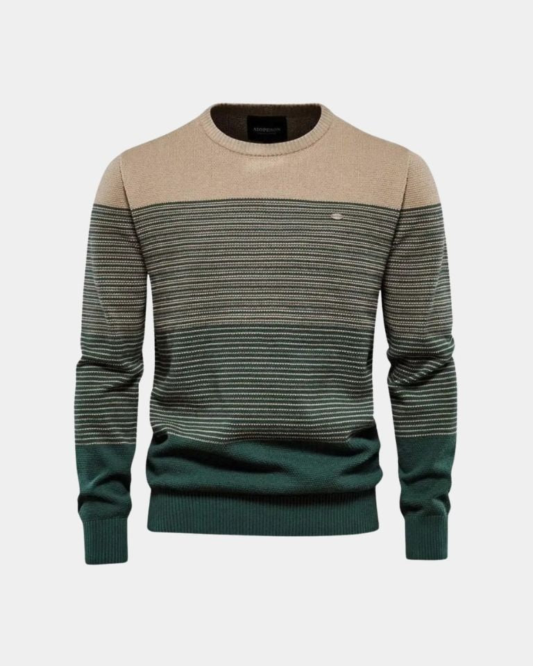Luke | Green Colour-Block Crew-Neck Jumper