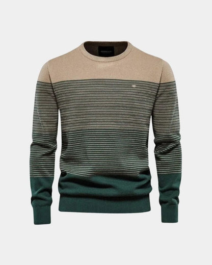 Luke | Green Colour-Block Crew-Neck Jumper