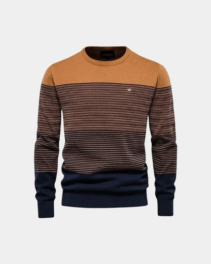 Luke | Green Colour-Block Crew-Neck Jumper