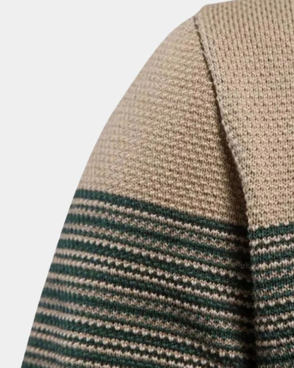 Luke | Green Colour-Block Crew-Neck Jumper