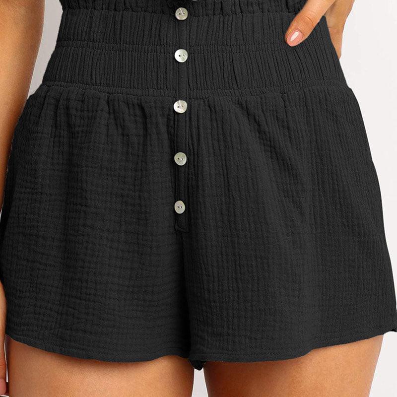 Luna | Button-Front High-Waist Shorts