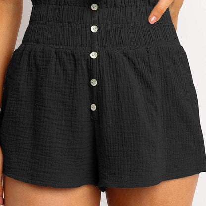 Luna | Button-Front High-Waist Shorts