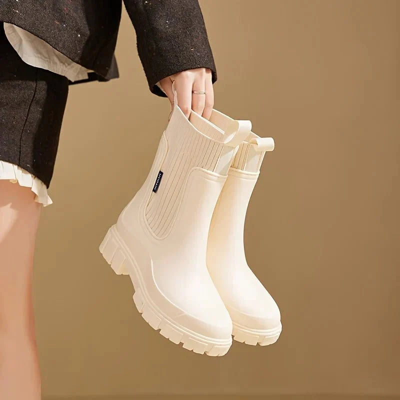 Luna | Black Chelsea Wellington Boots