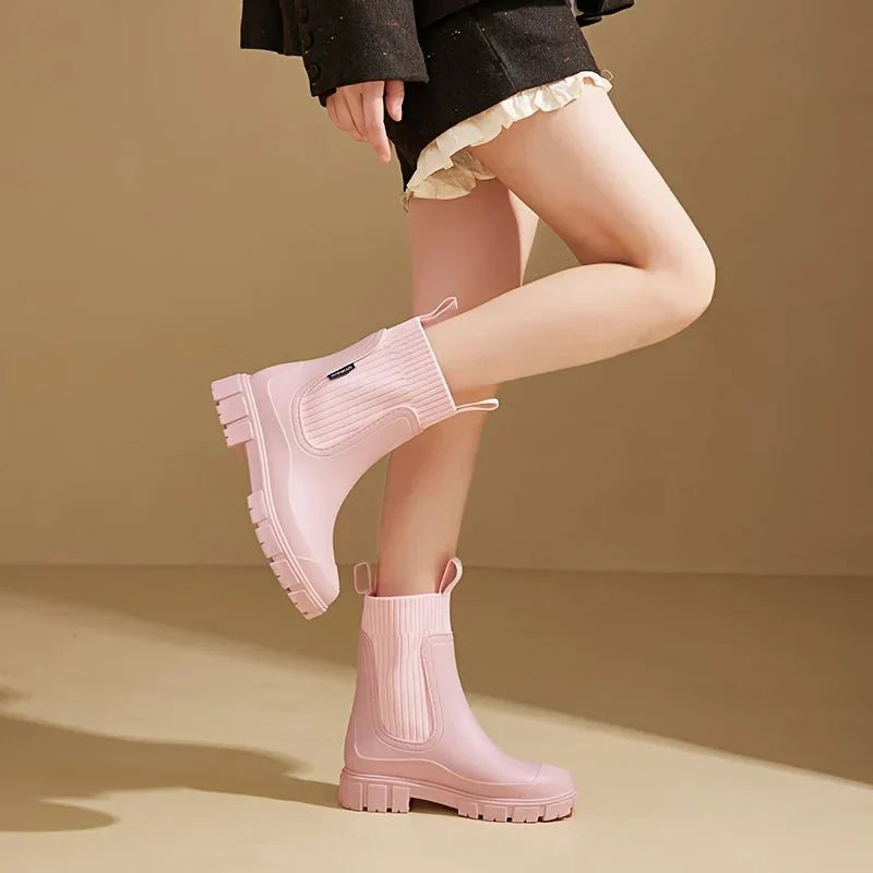 Luna | Black Chelsea Wellington Boots