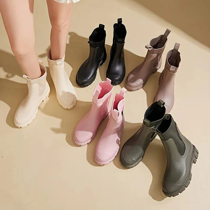 Luna | Black Chelsea Wellington Boots