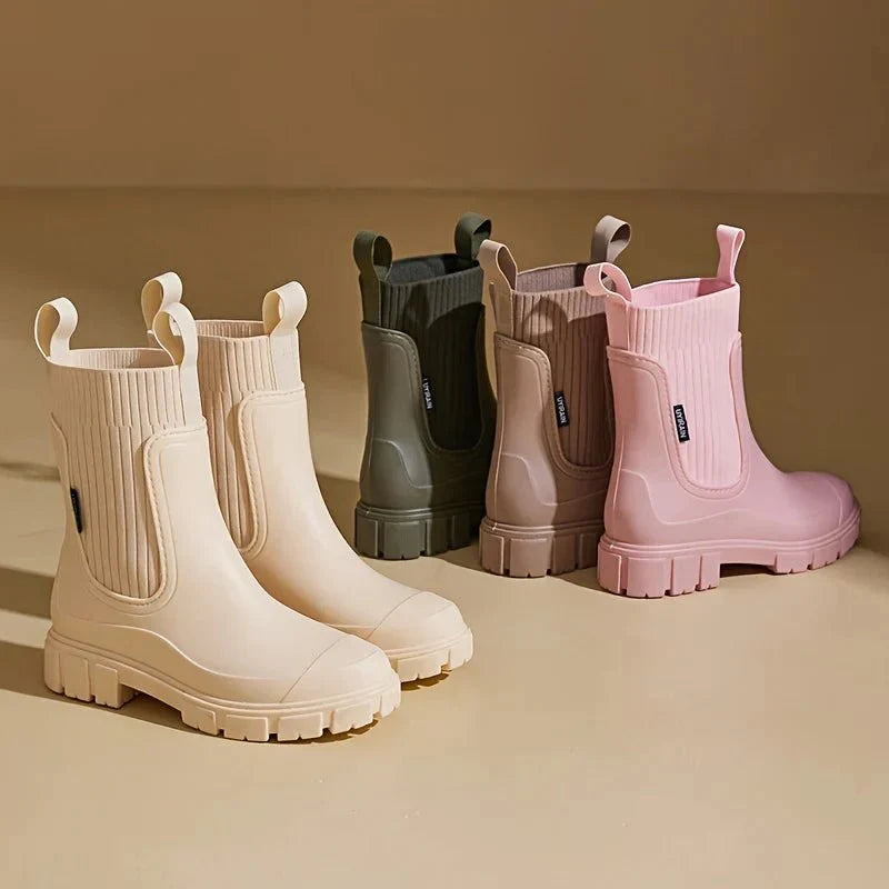 Luna | Black Chelsea Wellington Boots