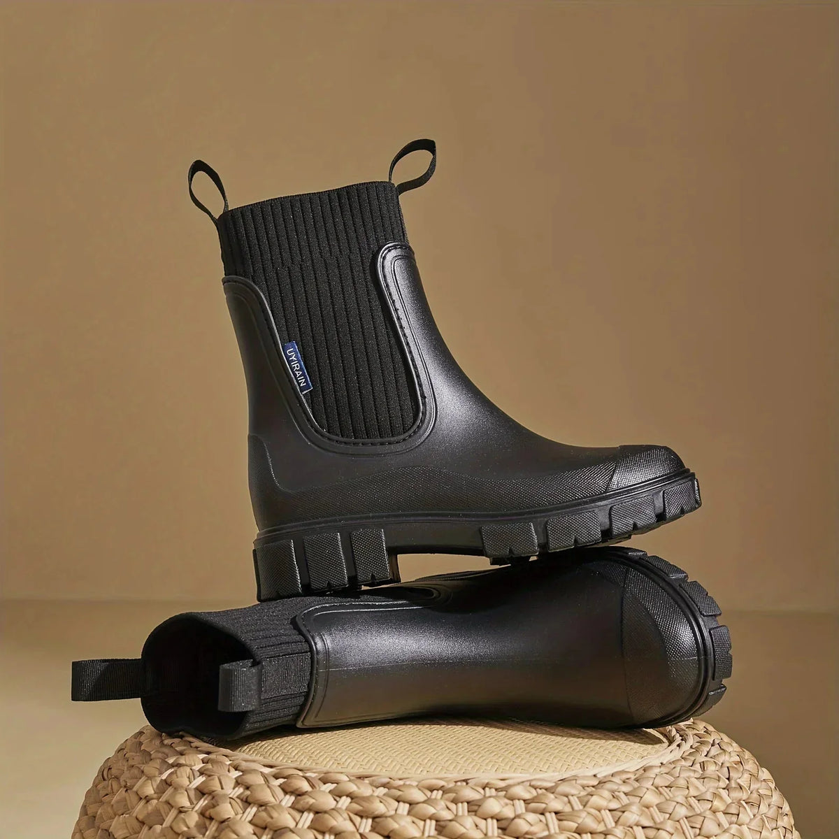 Luna | Black Chelsea Wellington Boots