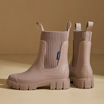 Luna | Black Chelsea Wellington Boots