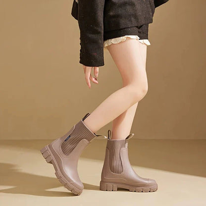 Luna | Black Chelsea Wellington Boots