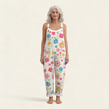 Monica | Ivory Spring Floral Dungarees
