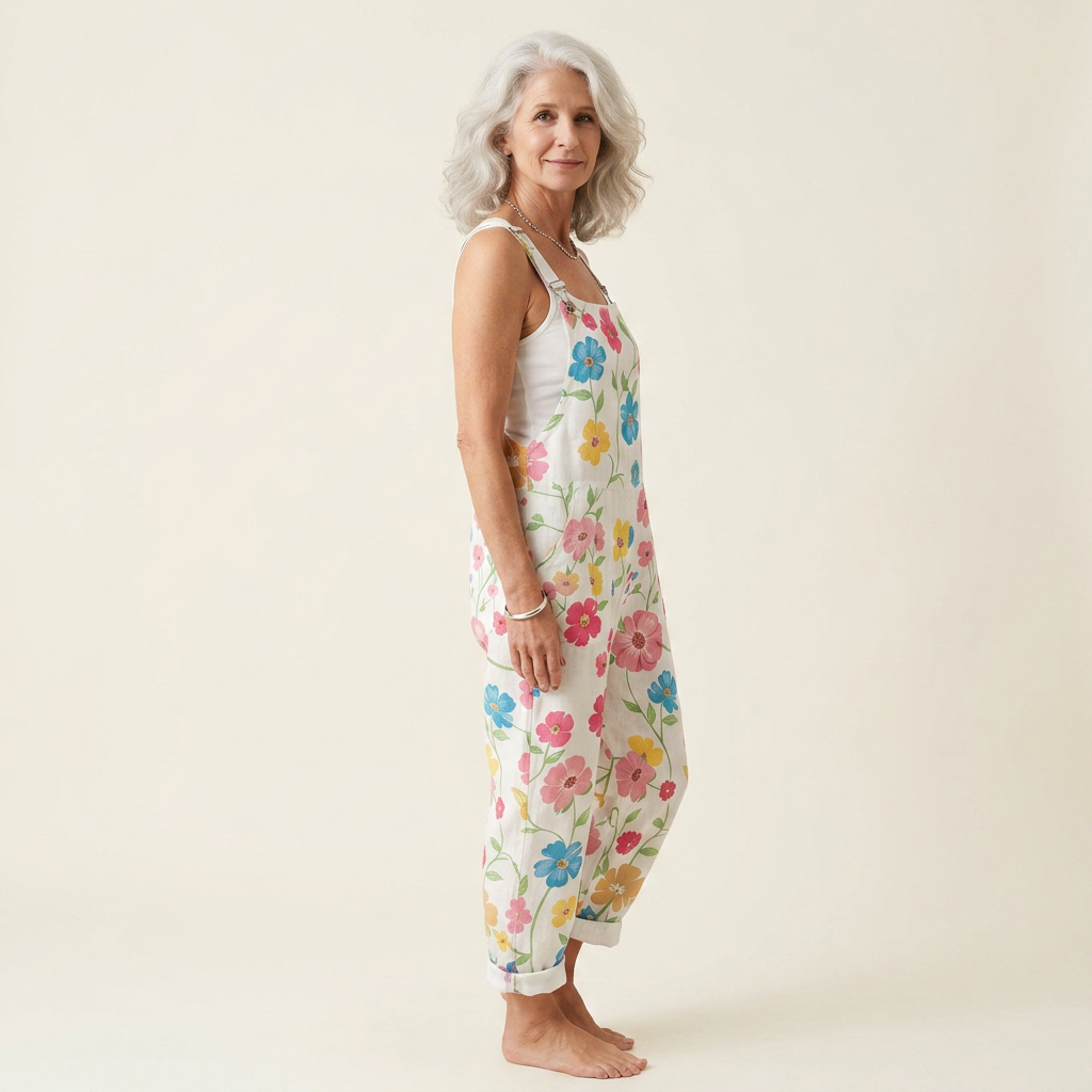 Monica | Ivory Spring Floral Dungarees