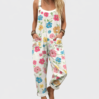 Monica | Ivory Spring Floral Dungarees