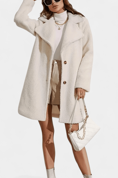 Lyra | Ivory Textured Button Coat