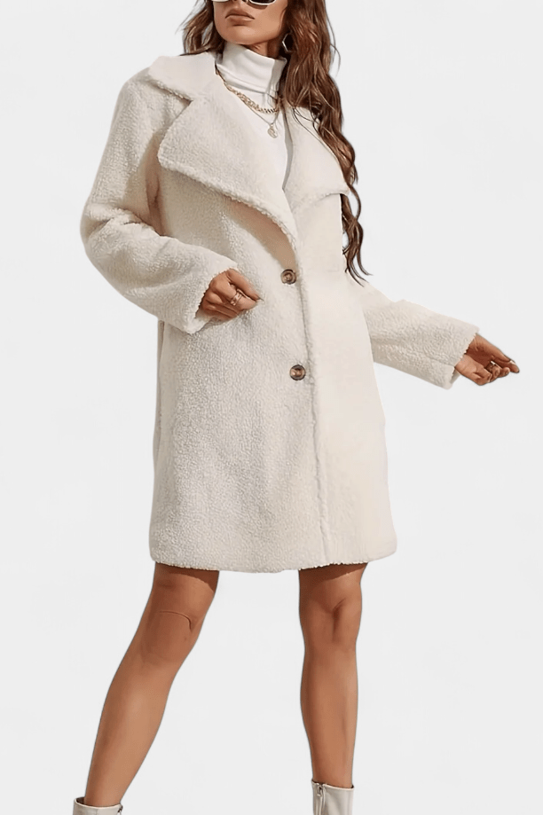 Lyra | Ivory Textured Button Coat