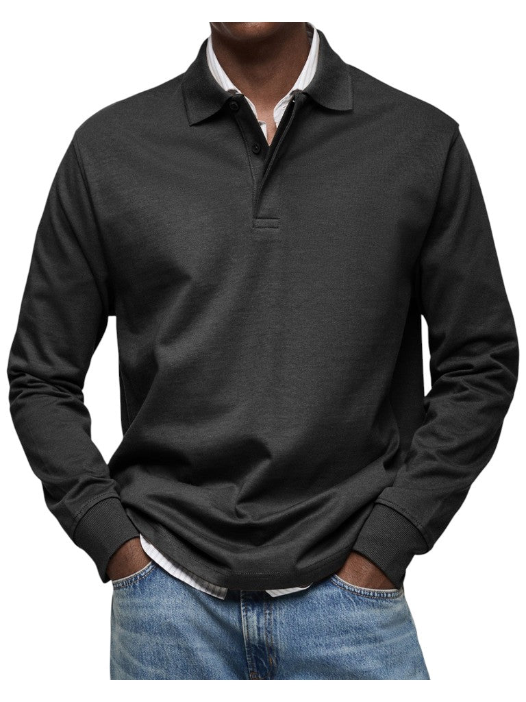 Monty | Navy Long-Sleeve Polo Shirt