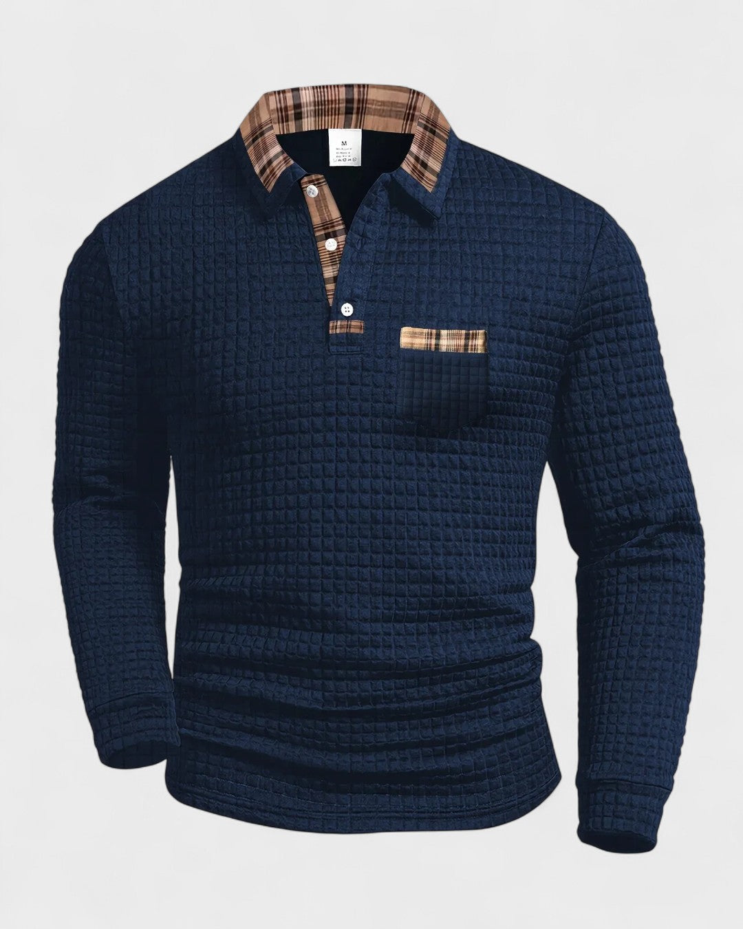 Max | Grey Textured Long-Sleeve Polo