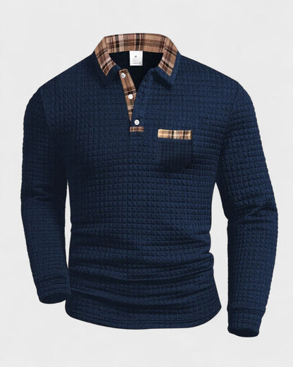 Max | Grey Textured Long-Sleeve Polo