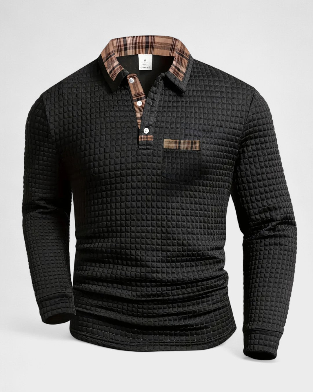 Max | Grey Textured Long-Sleeve Polo