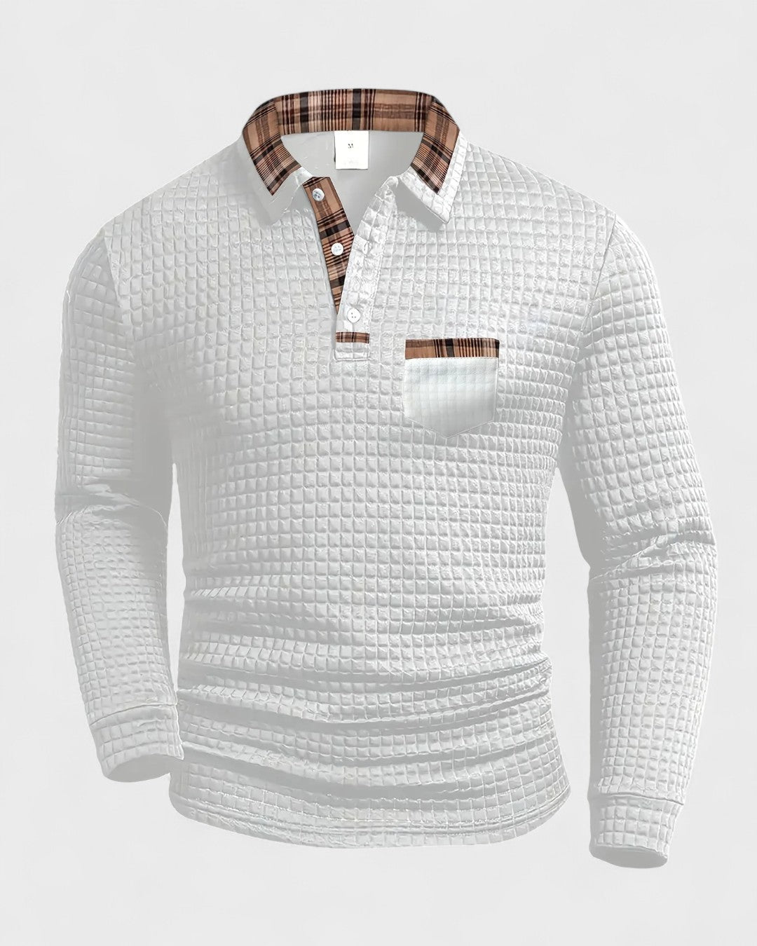 Max | Grey Textured Long-Sleeve Polo